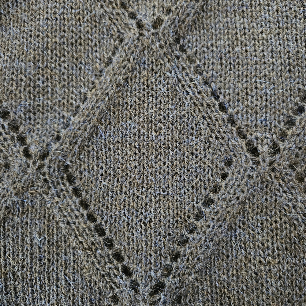 New Liz Alig 100% Alpaca Crop Mock Neck Lace KnitElegant Navy Turtleneck Sweater - Picture 3 of 6